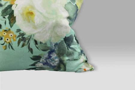 Cuscino 55x55 Proserpine Pale Jade lino stampa fiore Designers Guild