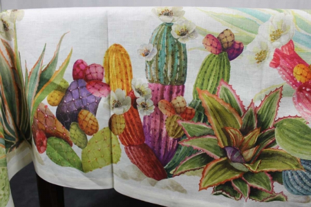 Tovaglia Kactus lino stampato Tessitura Toscana Telerie