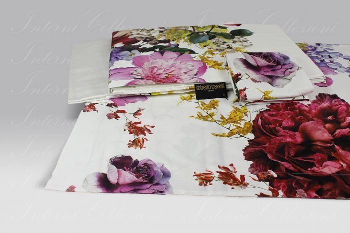 Completo Copripiumino Floris bianco Roberto Cavalli