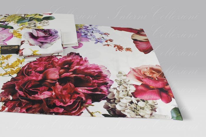 Completo Copripiumino Floris bianco Roberto Cavalli