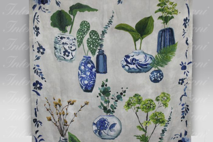 Plaid lino Kawana Cobalt Designers Guild