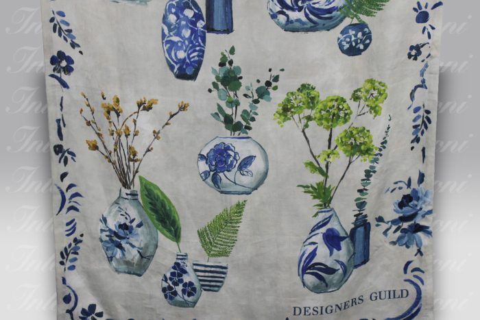 Plaid lino Kawana Cobalt Designers Guild