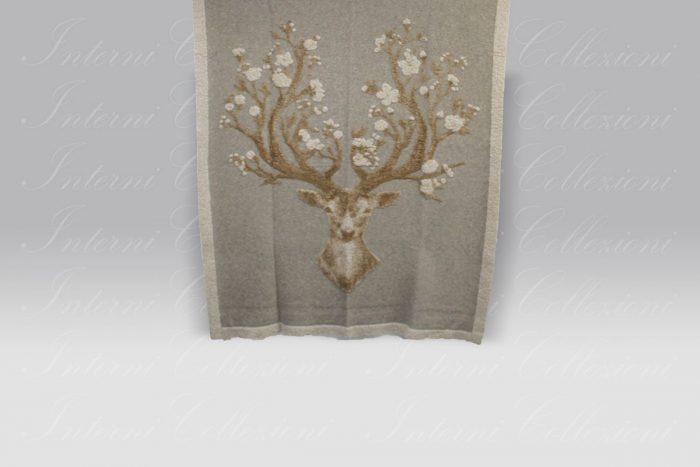 Plaid Boiled Wool Happy Deer panna Frati Home