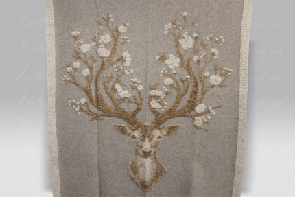 Plaid Boiled Wool Happy Deer panna Frati Home