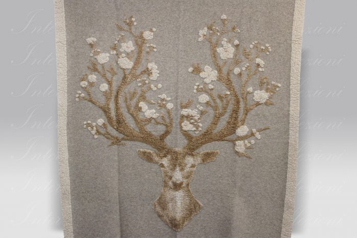 Plaid Boiled Wool Happy Deer panna Frati Home
