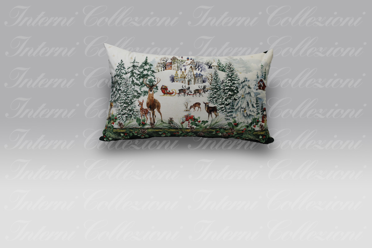 Cuscino Christmas Village verde Casa Anversa (1) Cuscino Christmas Village verde Casa Anversa