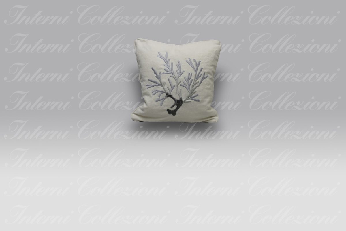 Cuscino Corallomania lino-cot bianco-grigio Mastro Raphael
