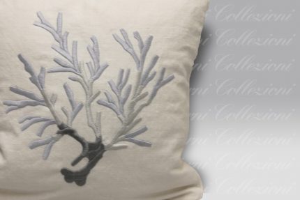Cuscino Corallomania lino-cot bianco-grigio Mastro Raphael