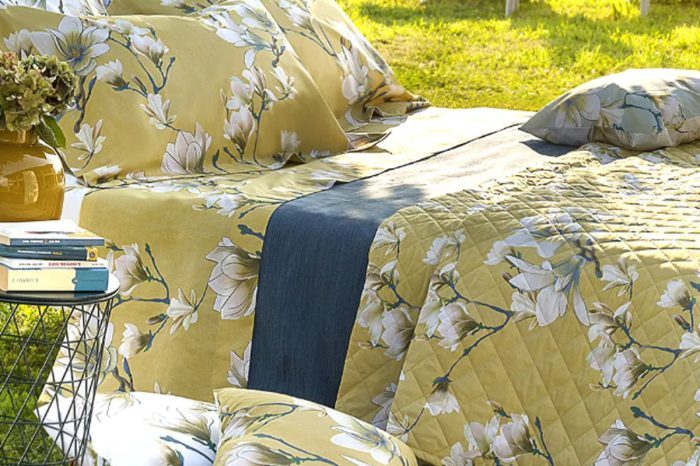 Quilt Kyoto ocra-bianco Tessitura Randi
