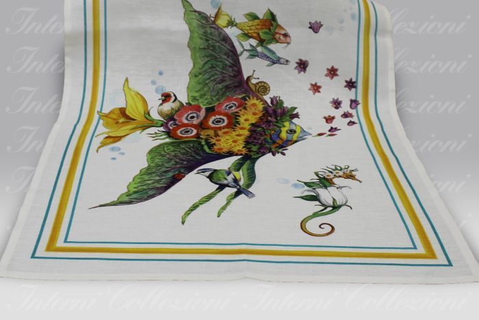 Strofinaccio Pesciflora turquoise Tessitura Toscana Telerie
