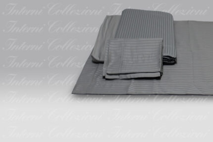 Completo Letto Riga raso grigio medio Mirabello Carrara