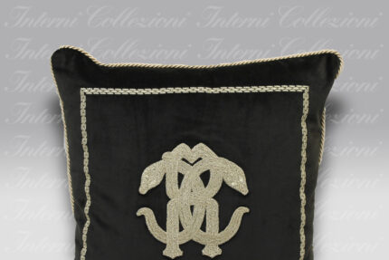 Cuscino Mirror Snake nero Roberto Cavalli