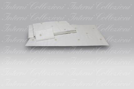 Completo Lenzuola Api Satin bianco ricamo beige Mastro Raphael