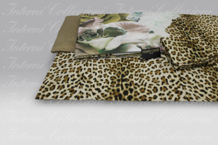 Completo Lenzuola Rose Leopard gold Roberto Cavalli