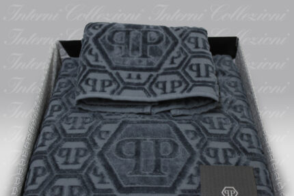 Coppia Asciugamani Hexagon grey Philipp Plein