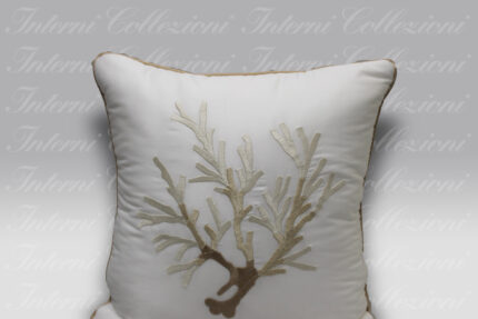 Cuscino Corallomania satin bianco ricamo beige.naturale Mastro Raphael