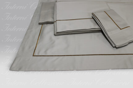 Completo Lenzuola Perlage seppia-bronzo lurex Dea