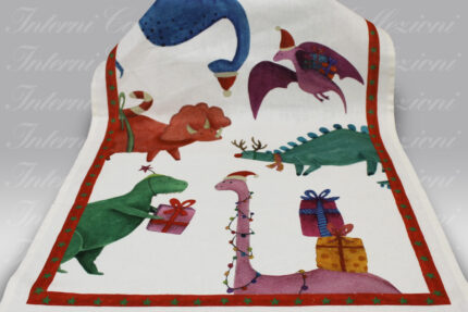 Strofinaccio Jurassic Xmas Party Tessitura Toscana Telerie